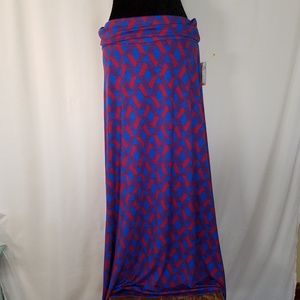 LulaRoe XL Red and Blue Maxi Skirt